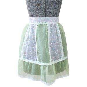 Chartreuse White Confetti Kitchen Apron Vintage Cooking Baking Half Apron Party